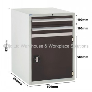 Euroslide Storage Cabinet 2 Drawer & Cupboard 825mm